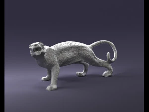 000205 Snarling Leopard Figurine 1121 3D Model