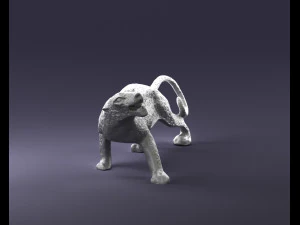 000205 Snarling Leopard Figurine 1121 3D Model