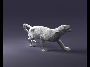 000205 Snarling Leopard Figurine 1121 3D Model