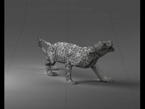 000205 Snarling Leopard Figurine 1121 3D Model
