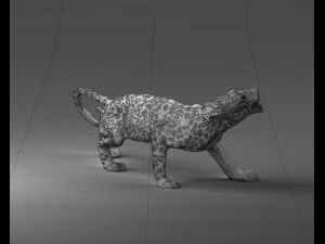 000205 Snarling Leopard Figurine 1121 3D Model