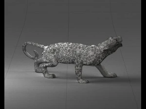 000205 Snarling Leopard Figurine 1121 3D Model