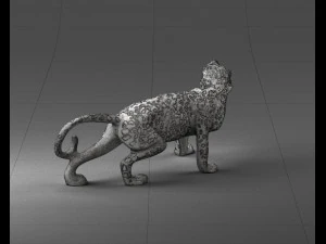 000205 Snarling Leopard Figurine 1121 3D Model