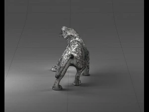 000205 Snarling Leopard Figurine 1121 3D Model