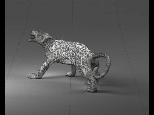 000205 Snarling Leopard Figurine 1121 3D Model