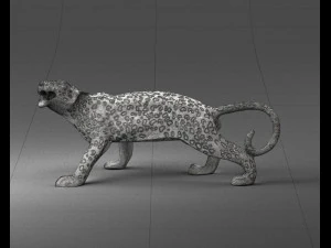 000205 Snarling Leopard Figurine 1121 3D Model