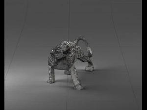 000205 Snarling Leopard Figurine 1121 3D Model
