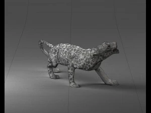 000205 Snarling Leopard Figurine 1121 3D Model