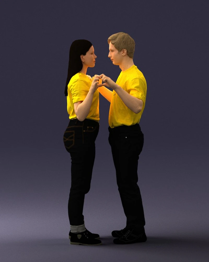 000322 Couple Forming Heart Gesture 1128 3D Model .c4d .max .obj .3ds .fbx .stl .blend 