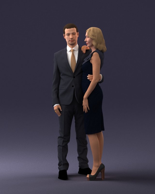 000102 Elegant Couple in Formal Attire 0109 3dp 3D Принт Модель .c4d .max .obj .3ds .fbx .stl .blend