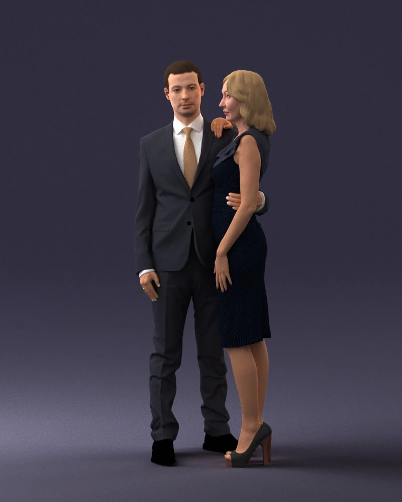 000102 Elegant Couple in Formal Attire 0109 3dp 3D Print Model .c4d .max .obj .3ds .fbx .stl .blend 