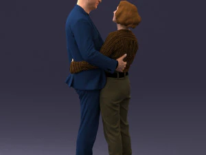 000101 Elderly Couple Embracing 0105 3D Model