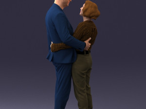 000101 Elderly Couple Embracing 0105 3D Model