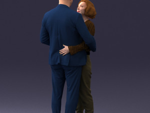 000101 Elderly Couple Embracing 0105 3D Model