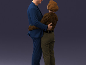 000101 Elderly Couple Embracing 0105 3D Model