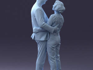 000101 Elderly Couple Embracing 0105 3D Model