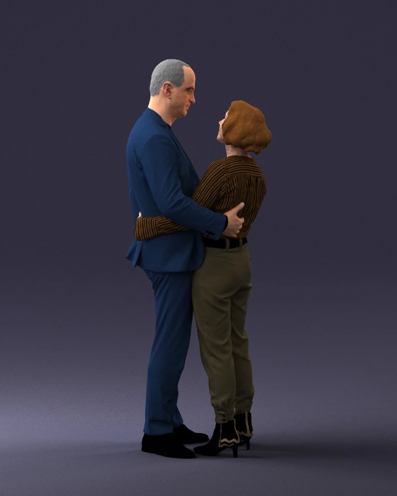 000101 Elderly Couple Embracing 0105 3dp 3D Print Model .c4d .max .obj .3ds .fbx .stl .blend 