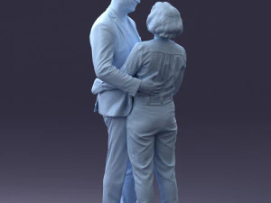 000101 Elderly Couple Embracing 0105 3dp 3D Print Model