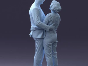 000101 Elderly Couple Embracing 0105 3dp 3D Print Model