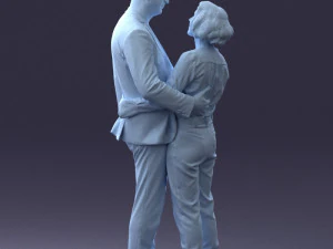 000101 Elderly Couple Embracing 0105 3dp 3D Print Model