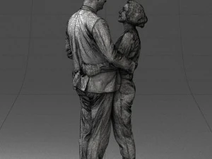 000101 Elderly Couple Embracing 0105 3dp 3D Print Model
