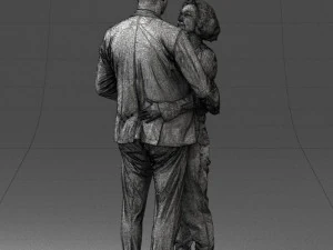 000101 Elderly Couple Embracing 0105 3dp 3D Print Model