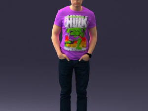 000078 Casual Man in Graphic T-Shirt 0911 3D Model