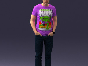 000078 Casual Man in Graphic T-Shirt 0911 3D 모델