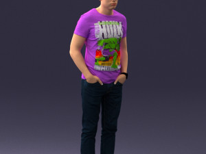 000078 Casual Man in Graphic T-Shirt 0911 3D 모델