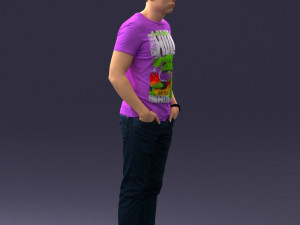 000078 Casual Man in Graphic T-Shirt 0911 3D 모델