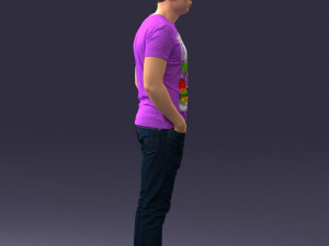 000078 Casual Man in Graphic T-Shirt 0911 3D 모델