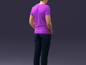 000078 Casual Man in Graphic T-Shirt 0911 3D 모델