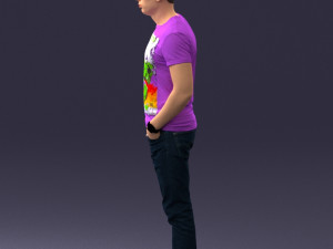 000078 Casual Man in Graphic T-Shirt 0911 3D 모델