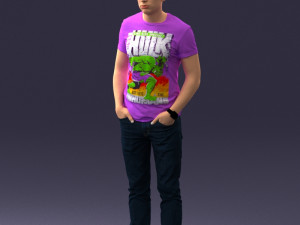 000078 Casual Man in Graphic T-Shirt 0911 3D 모델