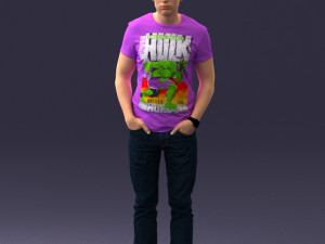 000078 Casual Man in Graphic T-Shirt 0911 3D 모델