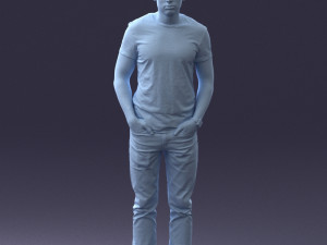 000078 Casual Man in Graphic T-Shirt 0911 3D 모델