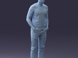 000078 Casual Man in Graphic T-Shirt 0911 3D 모델