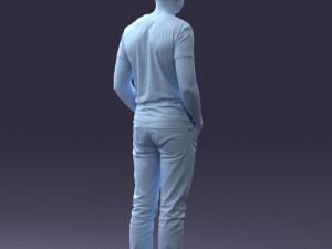 000078 Casual Man in Graphic T-Shirt 0911 3D 모델
