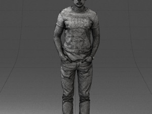 000078 Casual Man in Graphic T-Shirt 0911 3D 모델