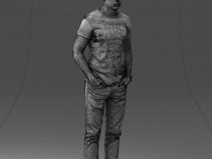 000078 Casual Man in Graphic T-Shirt 0911 3D 모델