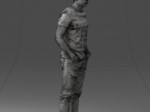 000078 Casual Man in Graphic T-Shirt 0911 3D 모델