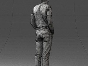 000078 Casual Man in Graphic T-Shirt 0911 3D 모델