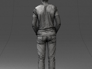 000078 Casual Man in Graphic T-Shirt 0911 3D 모델