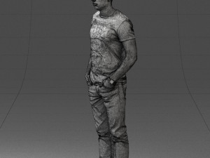 000078 Casual Man in Graphic T-Shirt 0911 3D 모델
