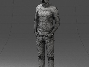 000078 Casual Man in Graphic T-Shirt 0911 3D 모델