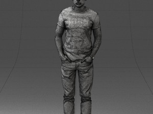 000078 Casual Man in Graphic T-Shirt 0911 3D 모델