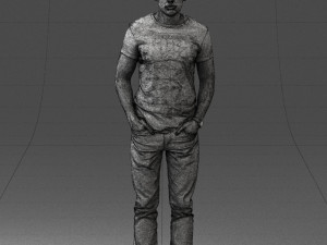 000078 Casual Man in Graphic T-Shirt 0911 3D 모델