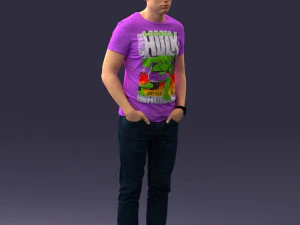 000078 Casual Man in Graphic T-Shirt 0911 3dp 3D Print Model
