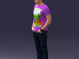 000078 Casual Man in Graphic T-Shirt 0911 3dp 3D Print Model