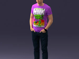 000078 Casual Man in Graphic T-Shirt 0911 3dp 3D Print Model